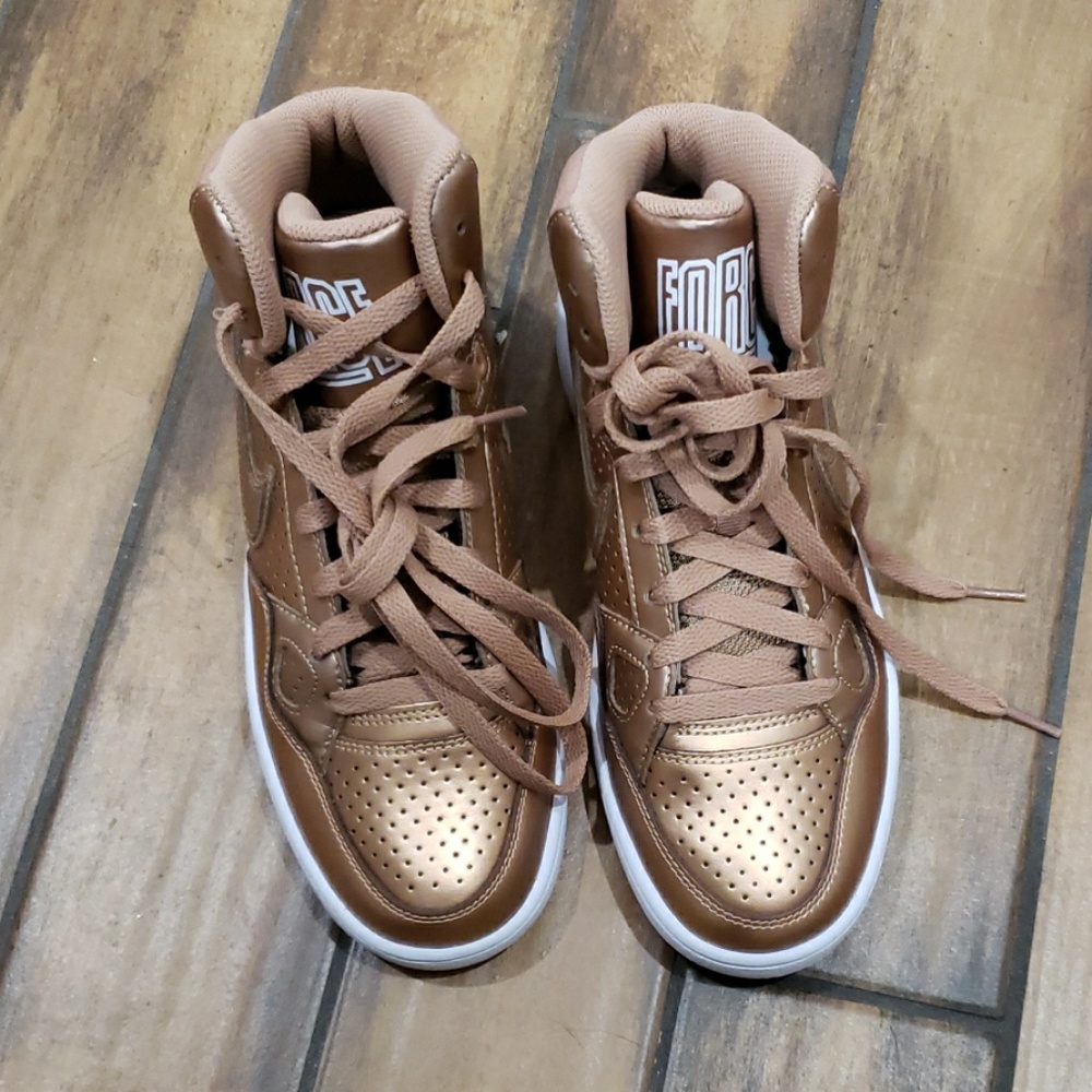 NWOT Rose Gold Nike Air Force Ones